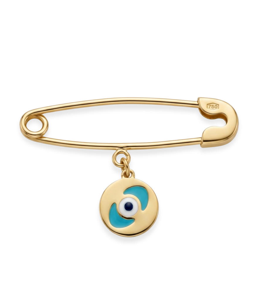 Front View of Esma Brooch Pin in 18K Gold Regular 18k Yellow with Hallmark Stamp Metal One Size 0.8gms