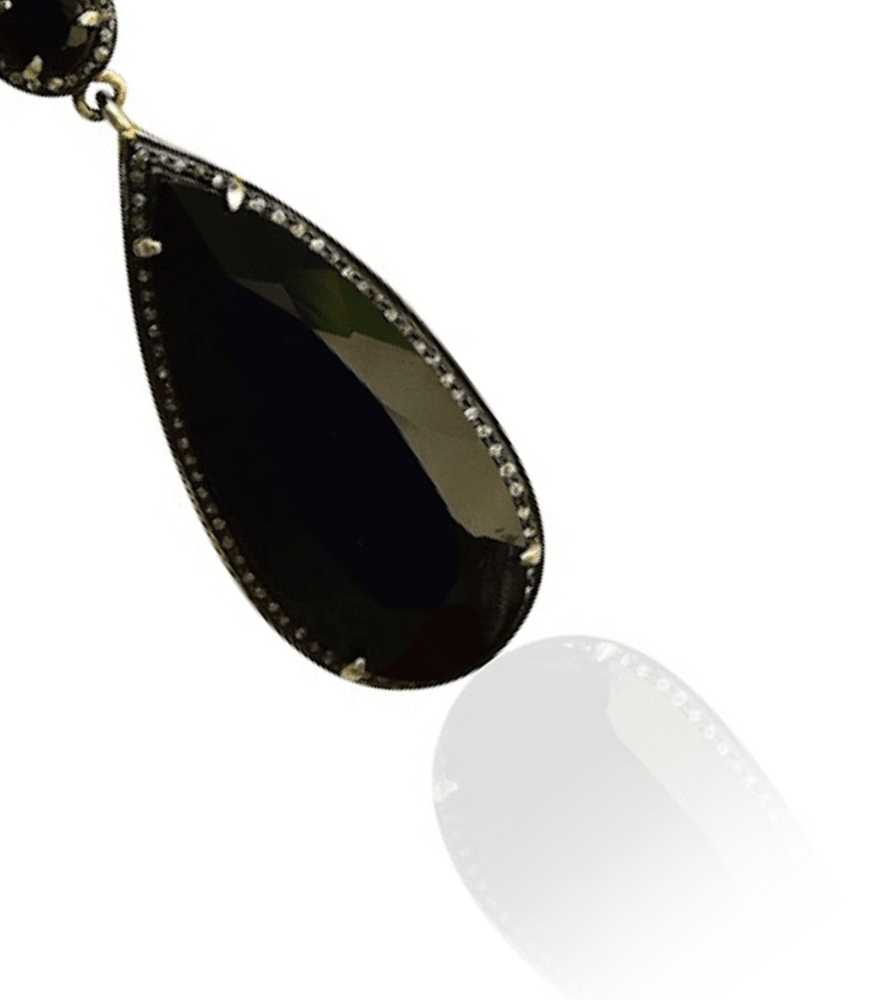 Closeup of Kalki Earrings Jewelry for Pierced Ears 925 Sterling Silver Metal Stone One Size 17.1gms