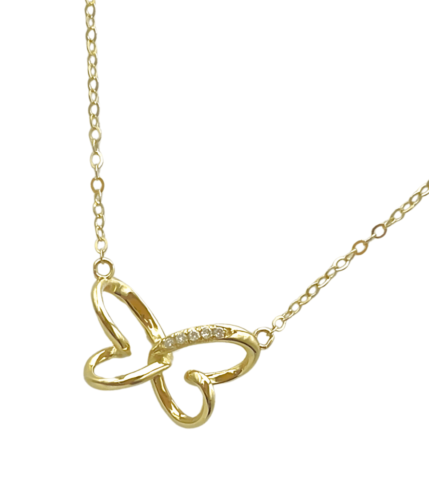 Closeup of Faye diamond Necklace in 18k Gold Comfort Fit Yellow with Hallmark Stamp Metal One Size 1.4gms