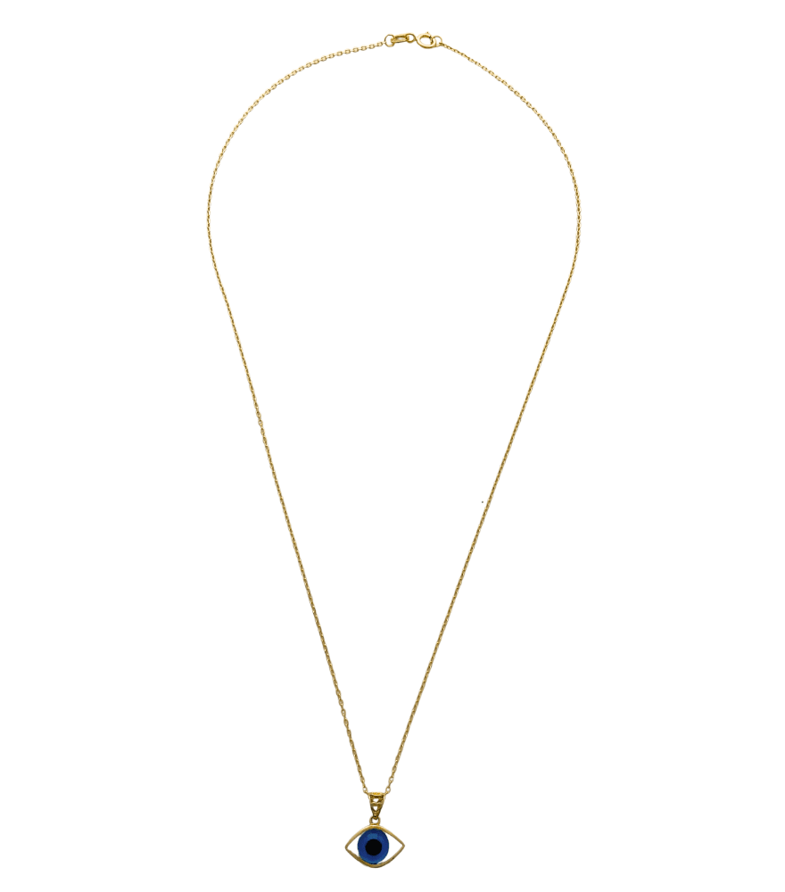 Rear View of Ezra Protection Pendant Necklace in 18K Gold Fixed Length 18k Yellow with Hallmark Stamp Metal One Size 1.3gms