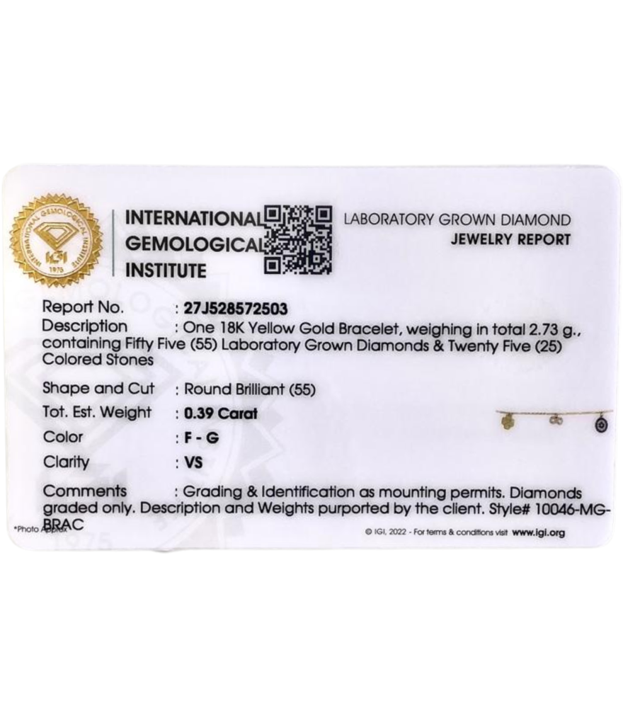 Certificate of Nova Good Luck Diamond Charm Bracelet in 18k Gold Adjustable Length Metal 7 inches 2.8gms Yellow