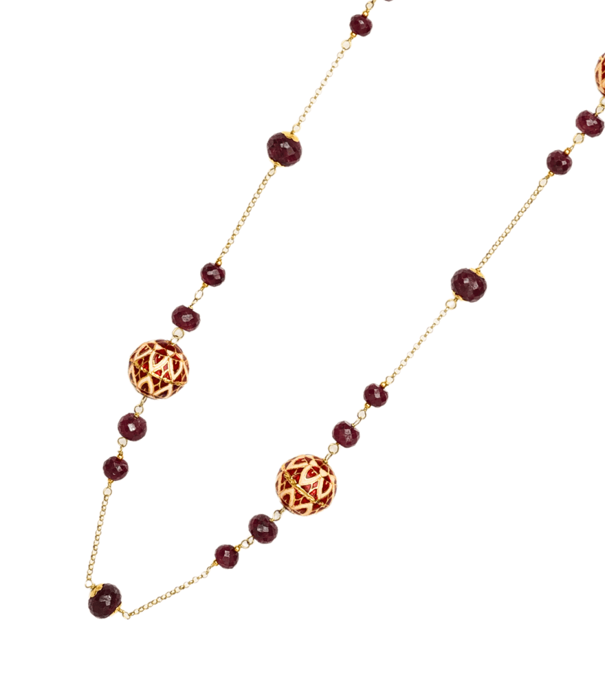 Tanvi Pearl and Enamel Necklace in 18k Gold