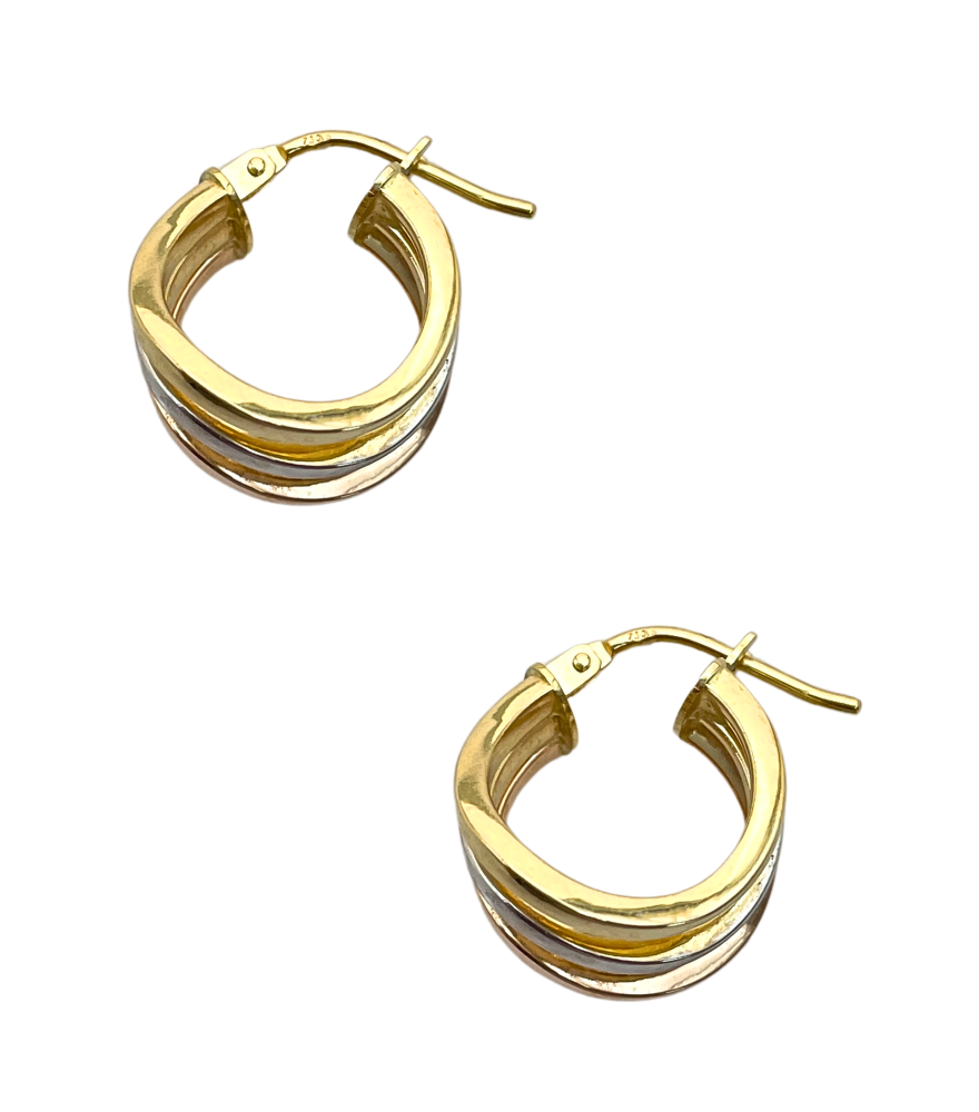 Rear View of Zina Hoop Earrings in 18k Gold Jewelry for Pierced Ears Yellow with Hallmark Stamp One Size 1.9gms