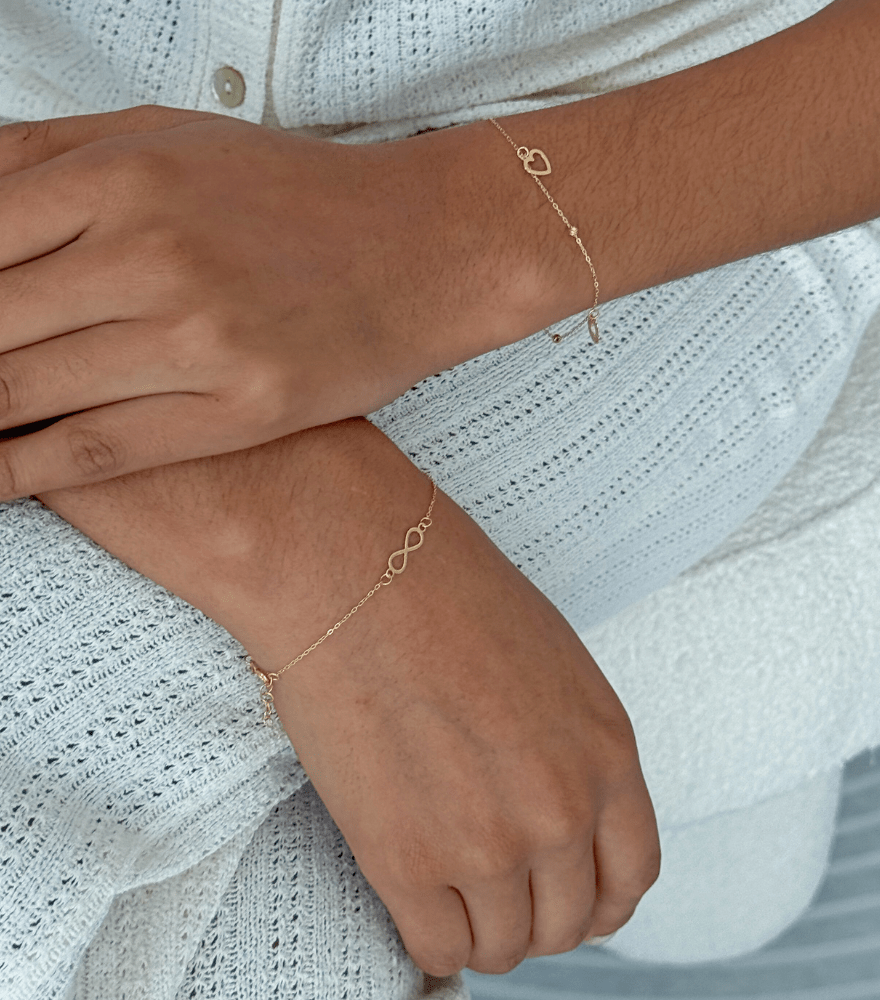 Ingrid Infinity Bracelet in 18K Yellow Gold Adjustable Length 18k with Hallmark Stamp One Size 1.1gms
