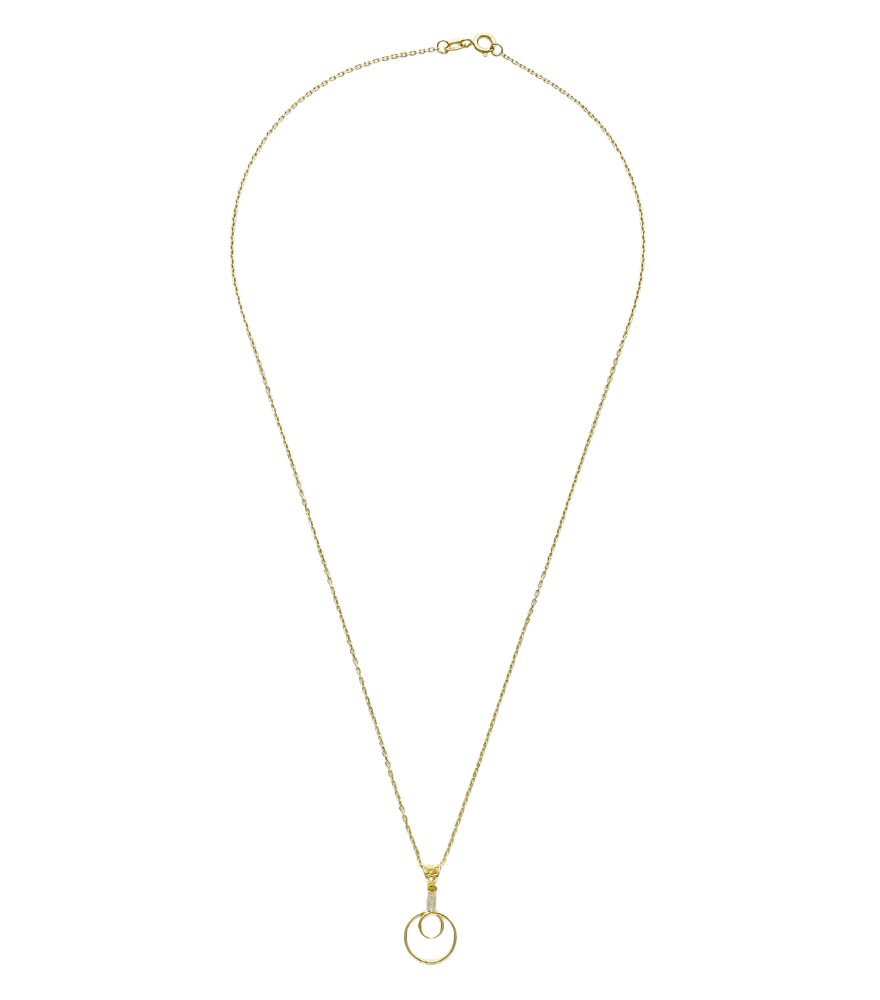Rear View of René Round Pendant in 18k Gold Fixed Length Yellow with Hallmark Stamp Metal One Size 1.3gms