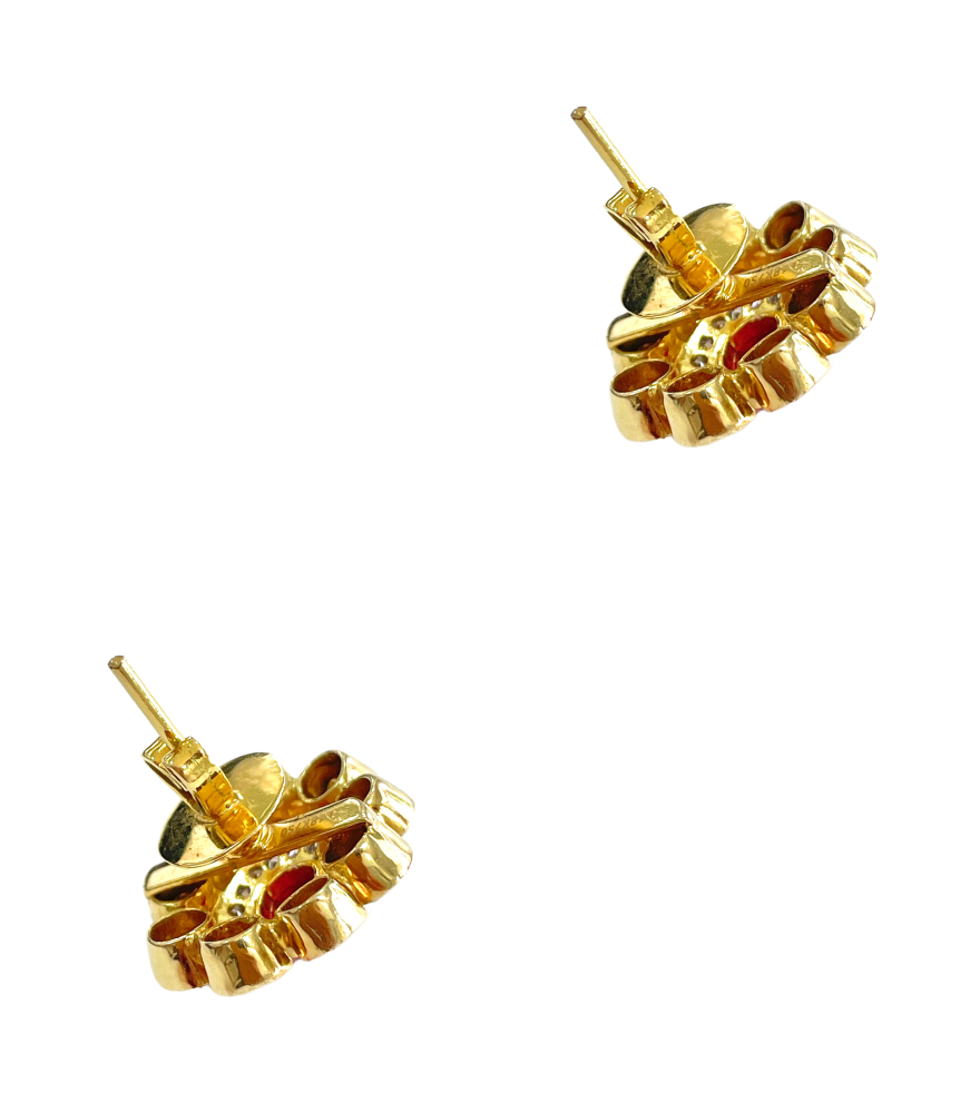Rear View of Roshni Stud Earrings Jewelry for Pierced Ears 18k Yellow Gold with Hallmark Stamp Metal One Size 9.24gms