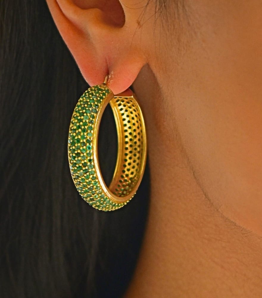 Pari Hoop Earrings - Emeralds