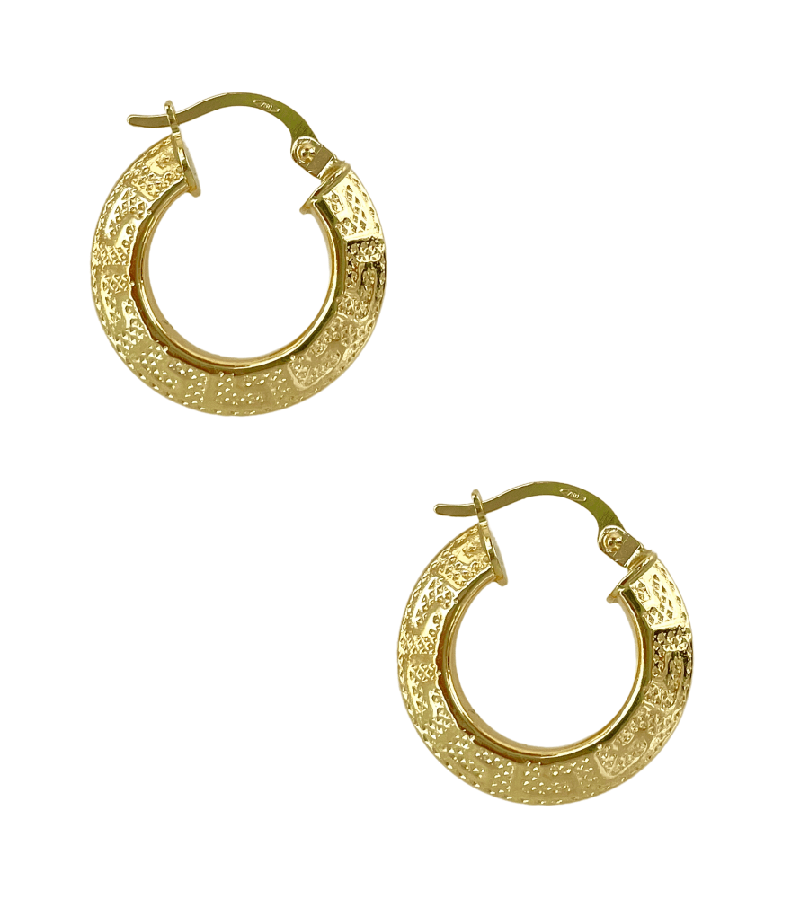 Rear View of Elena Hoop Earrings in 18K Gold Jewelry for Pierced Ears 18k Yellow with Hallmark Stamp Metal One Size 2gms