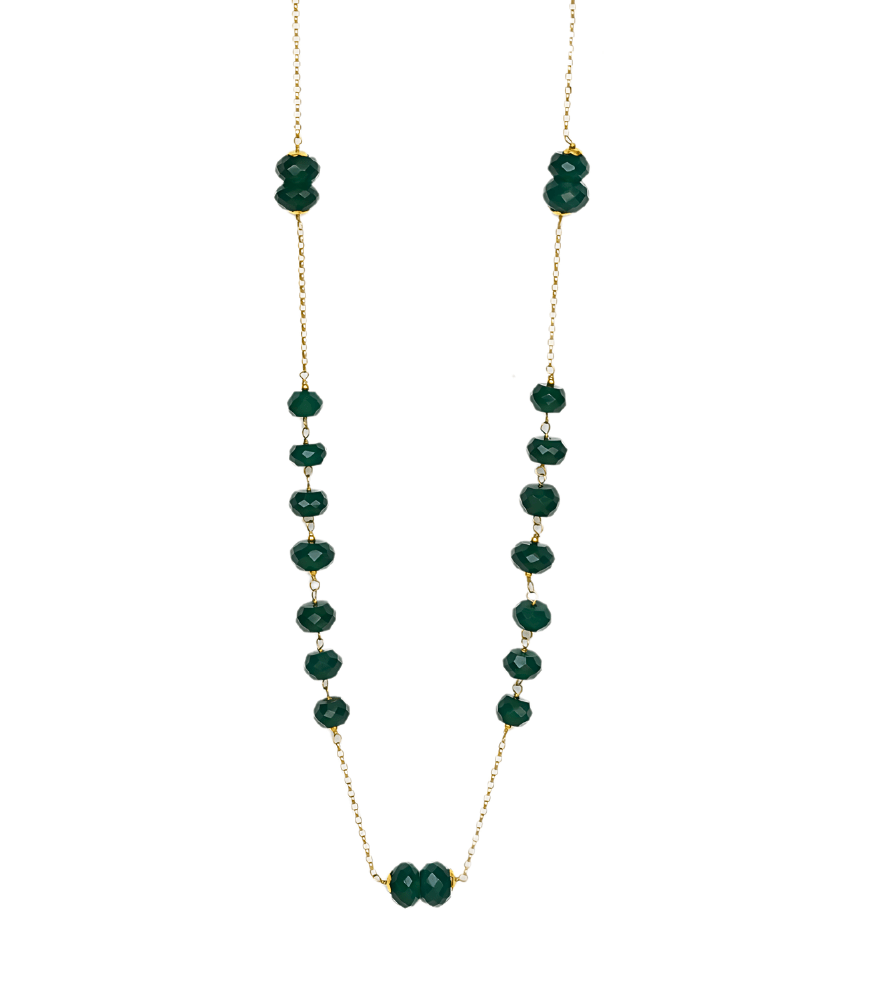 Front View of Alia Necklace in 18k Gold Fixed Length Yellow with Hallmark Stamp Metal One Size 36gms