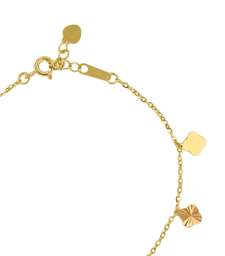 Rear View of Allessia Bracelet in 18K Gold Adjustable Length 18k Yellow with Hallmark Stamp Metal 7.5 inches 1.8gms