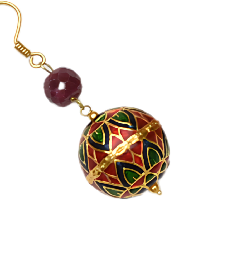 Closeup of Razia Earrings Jewelry for Pierced Ears 18k Yellow Gold with Hallmark Stamp Metal One Size 6.7gms