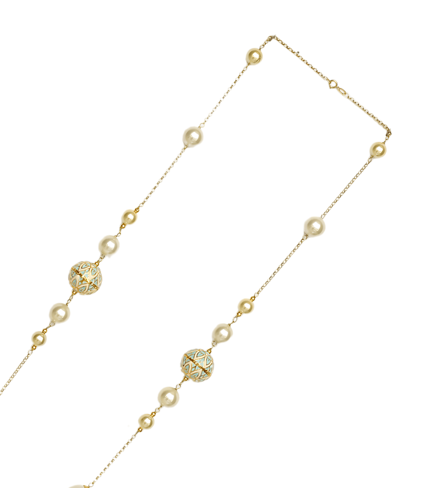 Rear View of Wafaa Necklace Fixed Length 18k Yellow Gold with Hallmark Stamp Metal Stone One Size 46.2gms