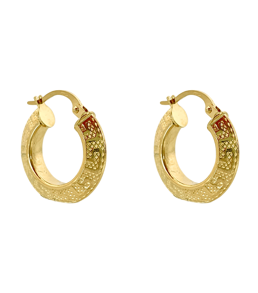 Front View of Elena Hoop Earrings in 18K Gold Jewelry for Pierced Ears 18k Yellow with Hallmark Stamp Metal One Size 2gms