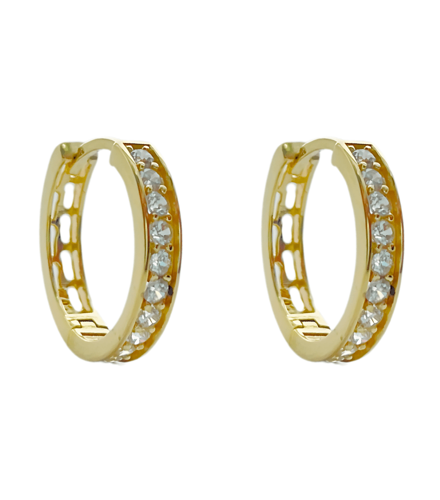 Front View of Auriel Hoops Earrings in 18K Gold Jewelry for Pierced Ears 18k Yellow with Hallmark Stamp Metal One Size 1.9gms