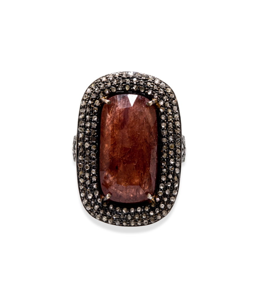 Front View of Seema Ring Comfort Fit 925 Sterling Silver Metal One Size 8.4gms