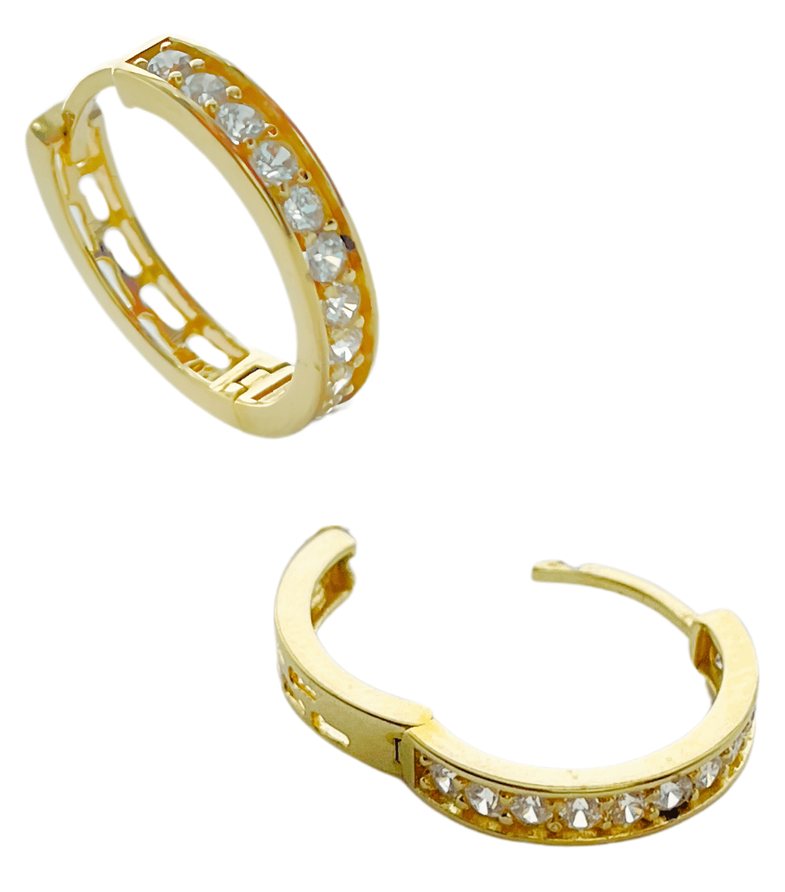Closeup of Auriel Hoops Earrings in 18K Gold Jewelry for Pierced Ears 18k Yellow with Hallmark Stamp Metal One Size 1.9gms