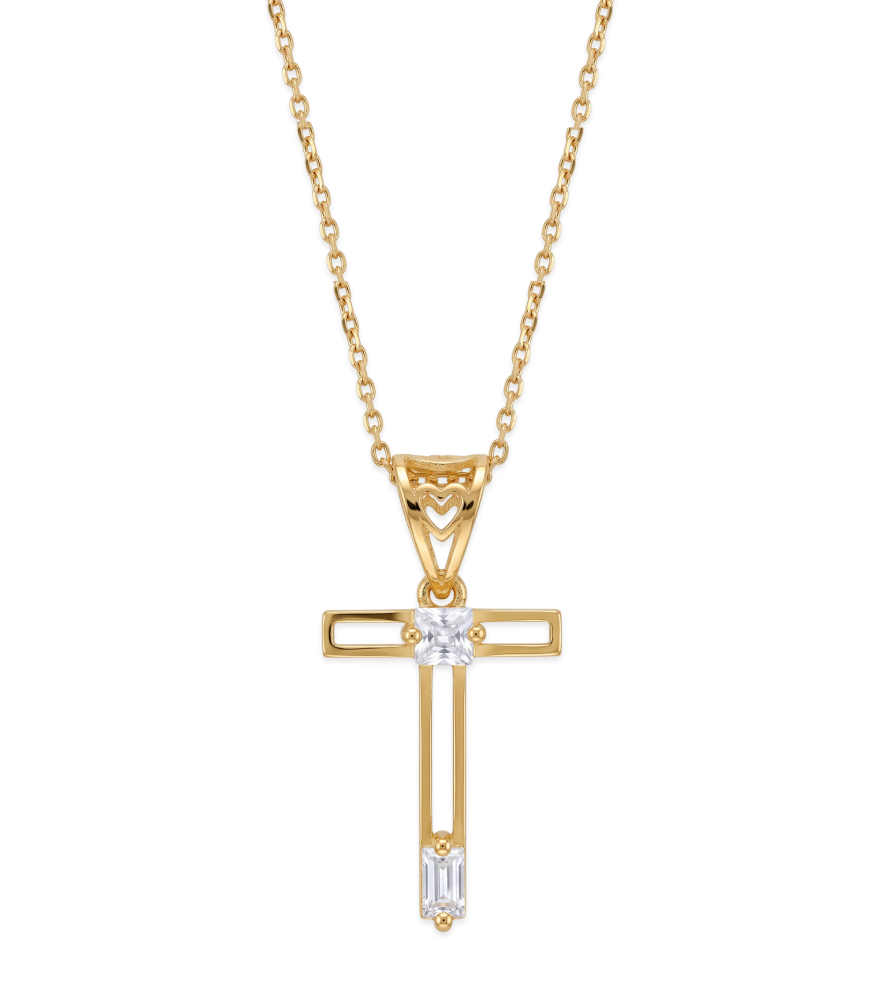 Front View of Letter 'T' Initials Pendant Necklace in 18k Gold Fixed Length Yellow with Hallmark Stamp Metal 1.2gms