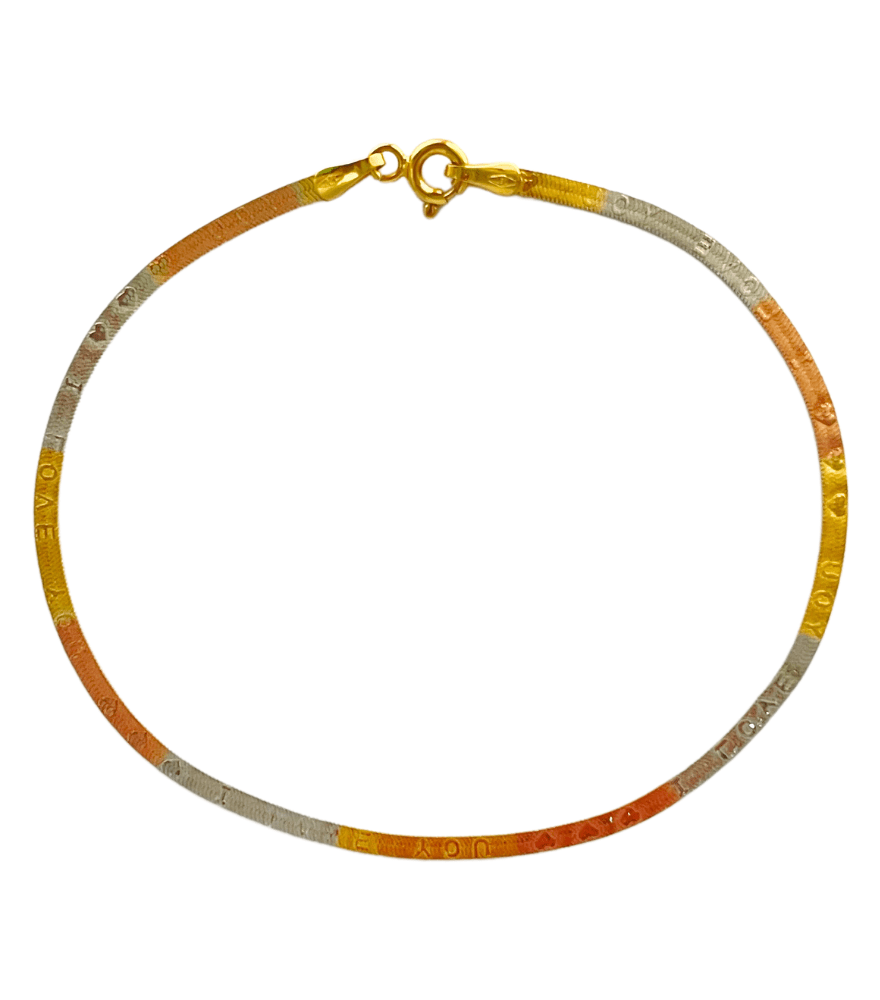 Three-Toned Luxe Herringbone Bracelet in 18K Gold