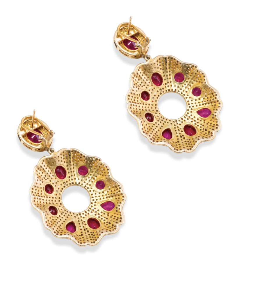 Rear View of Nitya Earrings in Antique Silver Jewelry for Pierced Ears 18k Gold Plated 925 Sterling One Size 36.5gms