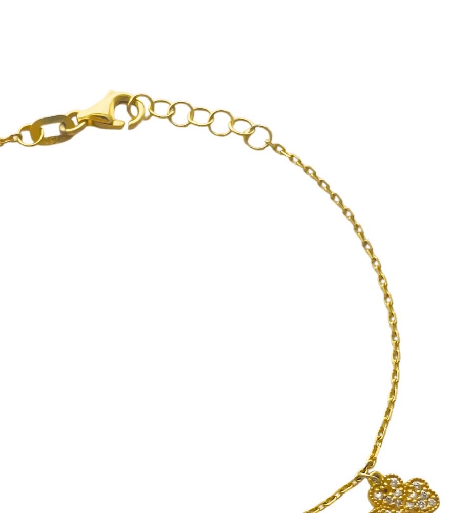 Rear View of Nova Good Luck Diamond Charm Bracelet in 18k Gold Adjustable Length Metal 7 inches 2.8gms Yellow