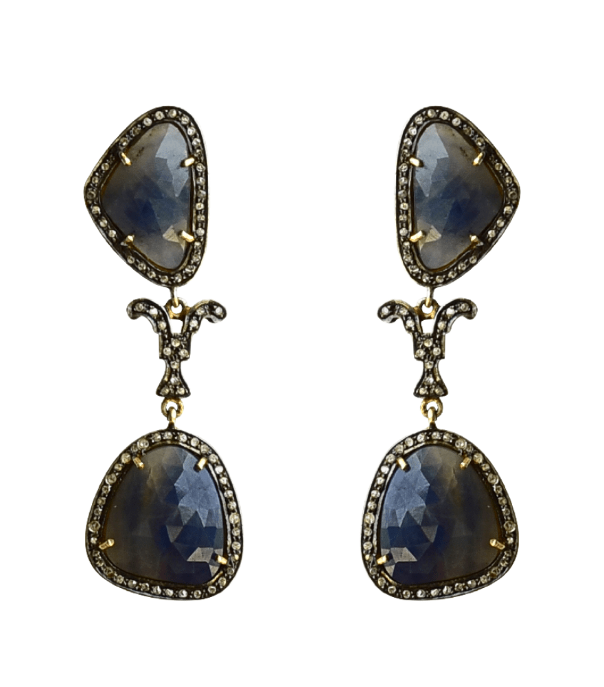 Front View of Aasha Earrings Jewelry for Pierced Ears 925 Sterling Silver Metal Stone One Size 17.2gms