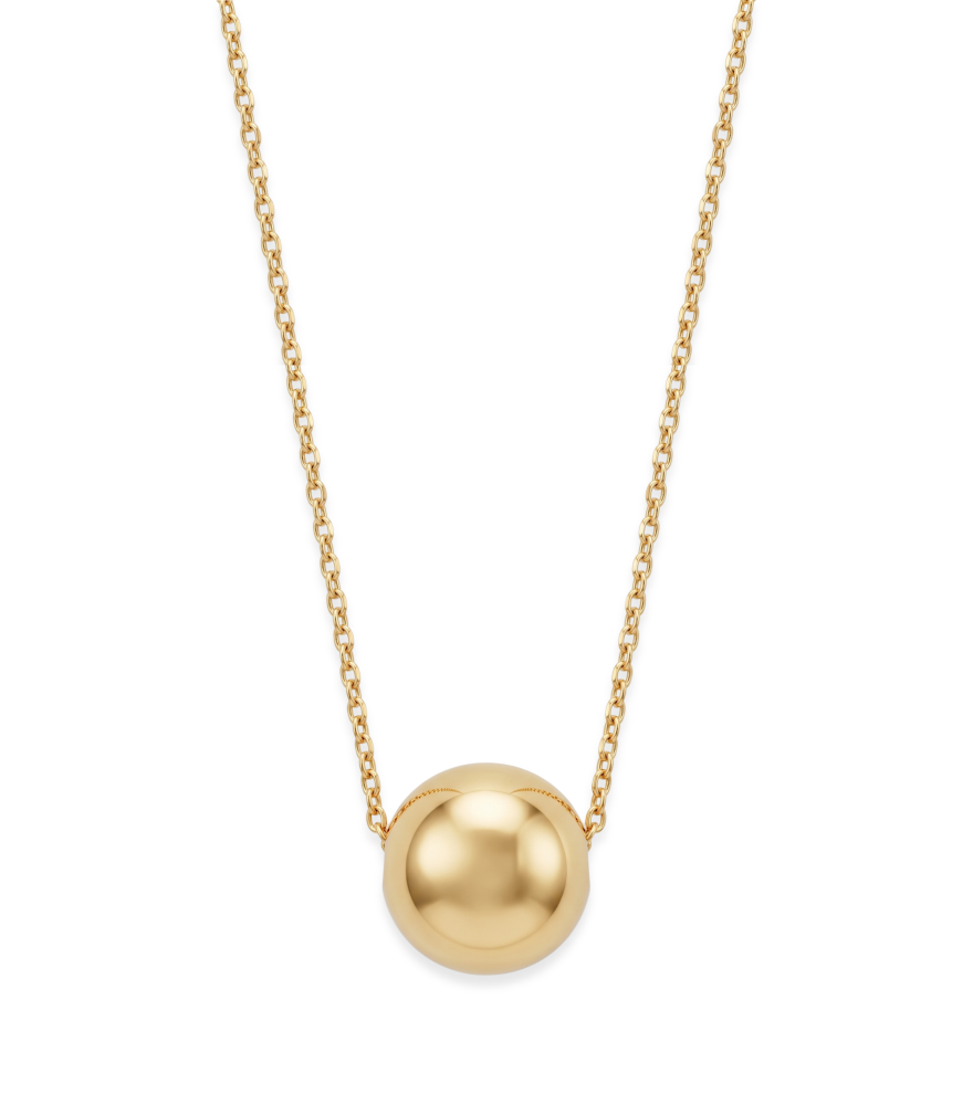 Front View of Fliora Ball Necklace in 18K Gold Fixed Length 18k Yellow with Hallmark Stamp One Size 1gms