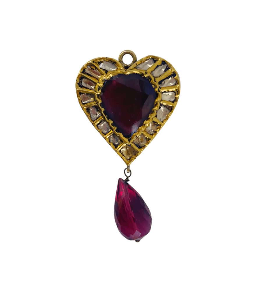 Front View of Ahana Reversible Pendant in Gold Comfort Fit 18k Metal Stone One Size 9.9gms Yellow