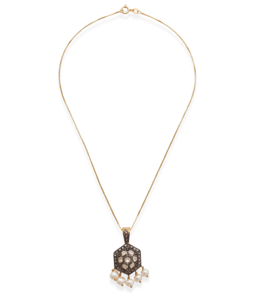 Rear View of Sasha Pendant Necklace Comfort Fit 18k Gold Plated 925 Sterling Silver One Size 8.2gms