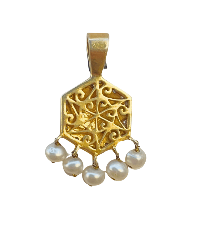 Rear View of Sasha Pendant Necklace Comfort Fit 18k Gold Plated 925 Sterling Silver Metal One Size 8.2gms