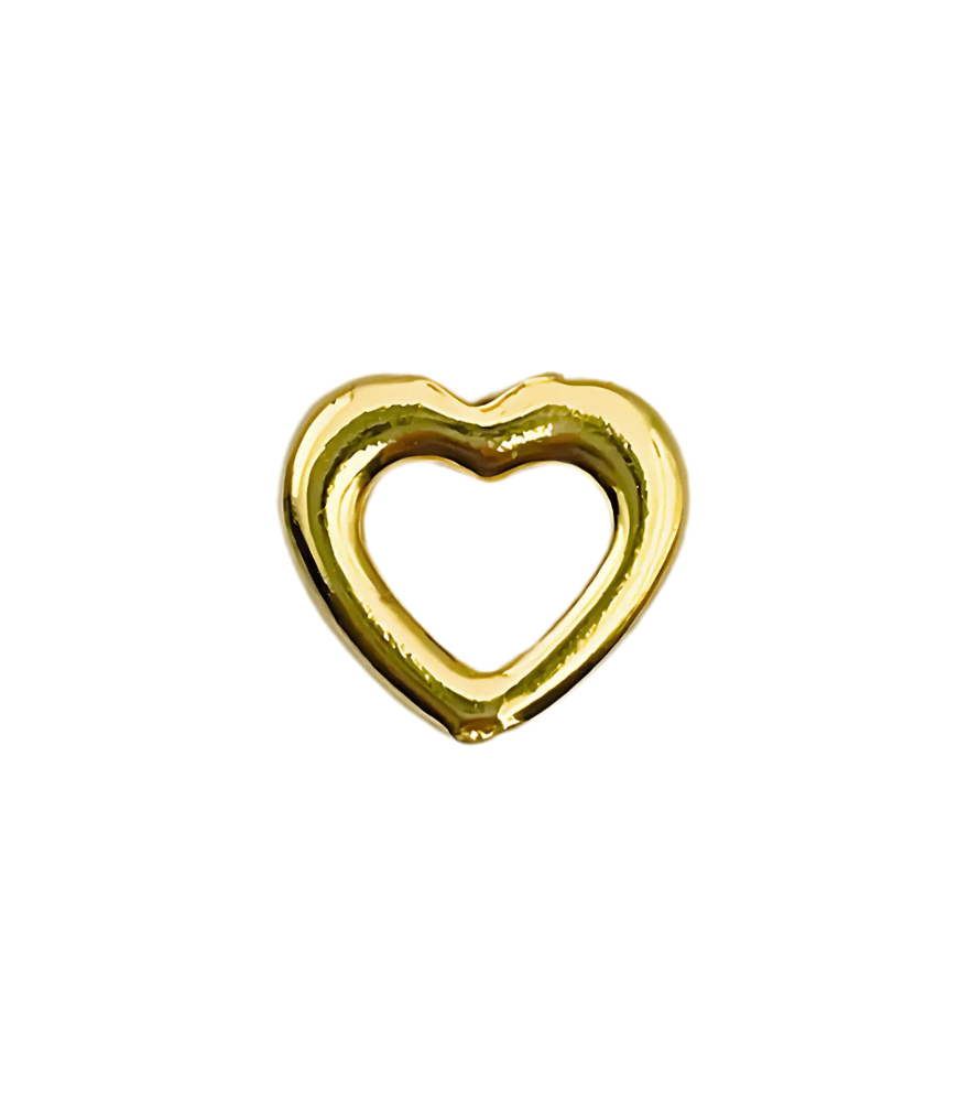 Front View of Hiba Heart Single Stud Earring in 18k Gold Jewelry for Pierced Ears Yellow with Hallmark Stamp Metal One Size 0.6gms