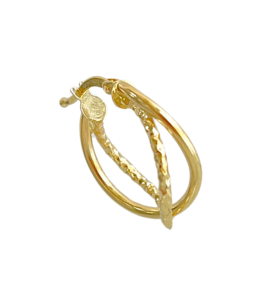 Closeup of Serafina Hoop Earrings in 18k Gold Jewelry for Pierced Ears Yellow with Hallmark Stamp Metal One Size 1.7gms