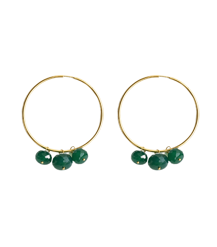 Front View of Alia Onyx Earrings in 18k Gold Jewelry for Pierced Ears Yellow with Hallmark Stamp Metal One Size 6.8gms
