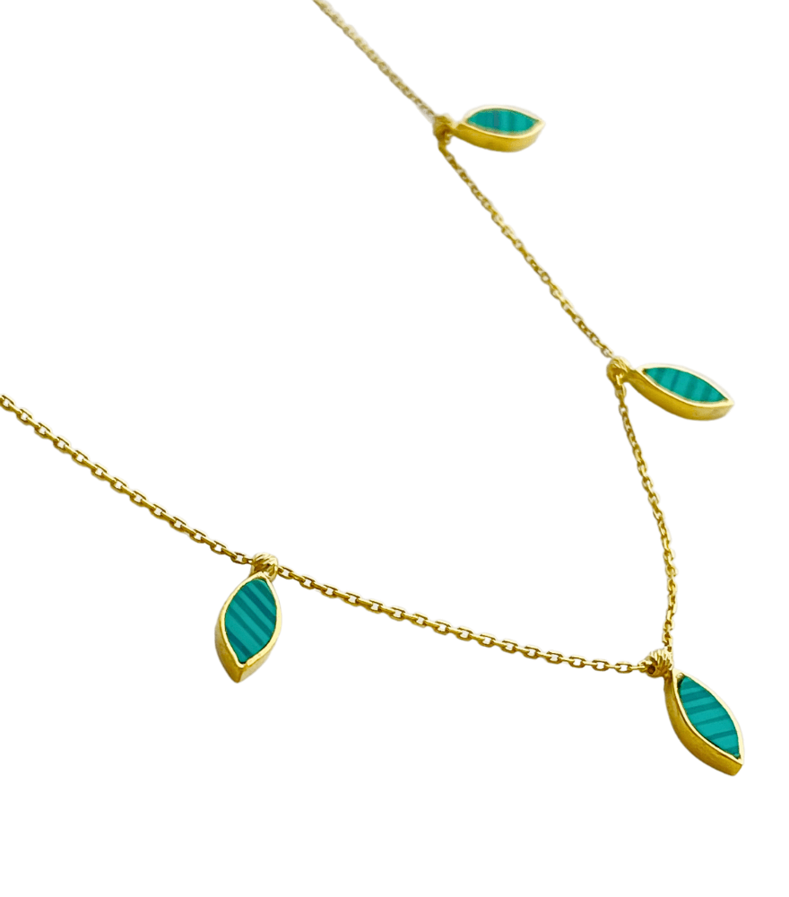 Hala Malachite Necklace in 18k Gold