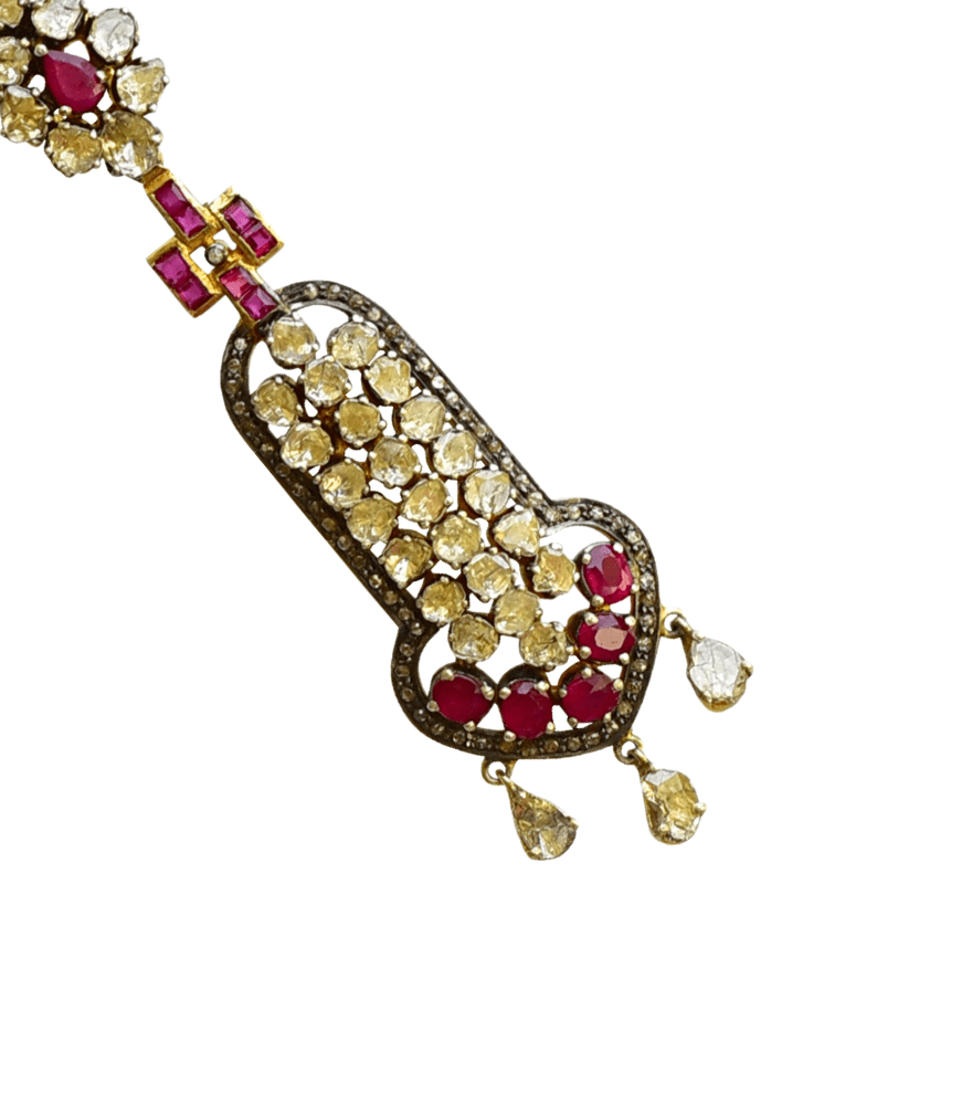 Closeup of Vedika Earrings Jewelry for Pierced Ears 18k Gold Plated 925 Sterling Silver Metal One Size 31.1gms