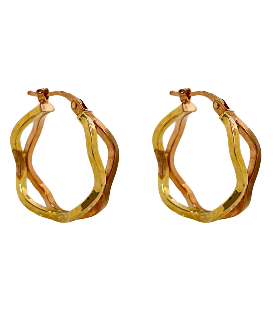Front View of Fiorella Hoop Earrings in 18k Gold Jewelry for Pierced Ears Yellow with Hallmark Stamp Metal One Size 2.9gms