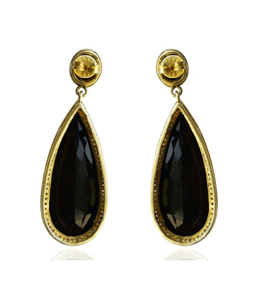 Rear View of Kalki Earrings Jewelry for Pierced Ears 925 Sterling Silver Metal Stone One Size 17.1gms