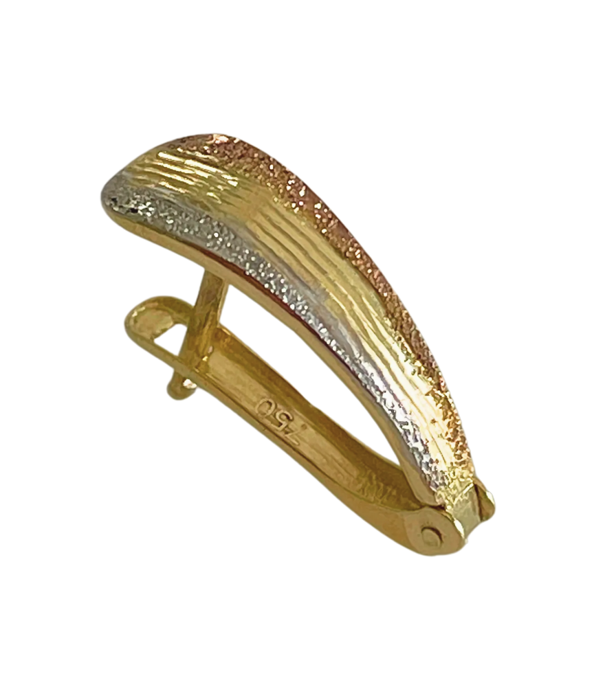 Closeup of Luisa Hoop Earrings in 18k Gold Jewelry for Pierced Ears Yellow with Hallmark Stamp Metal One Size 1.2gms
