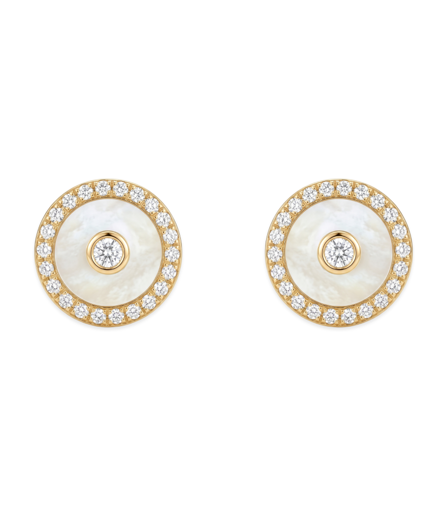 Front View of Celestia Pearl Earrings in 18K Gold Jewelry for Pierced Ears 18k Yellow with Hallmark Stamp One Size 3gms
