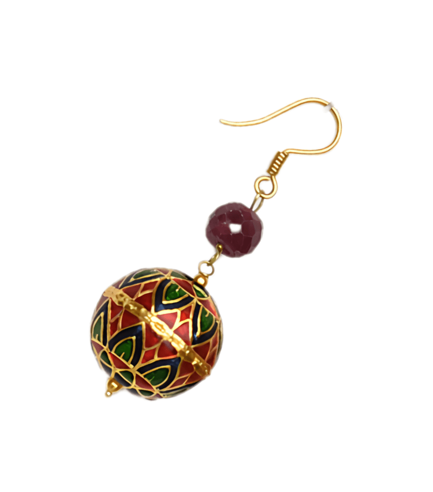 Rear View of Razia Earrings Jewelry for Pierced Ears 18k Yellow Gold with Hallmark Stamp Metal One Size 6.7gms