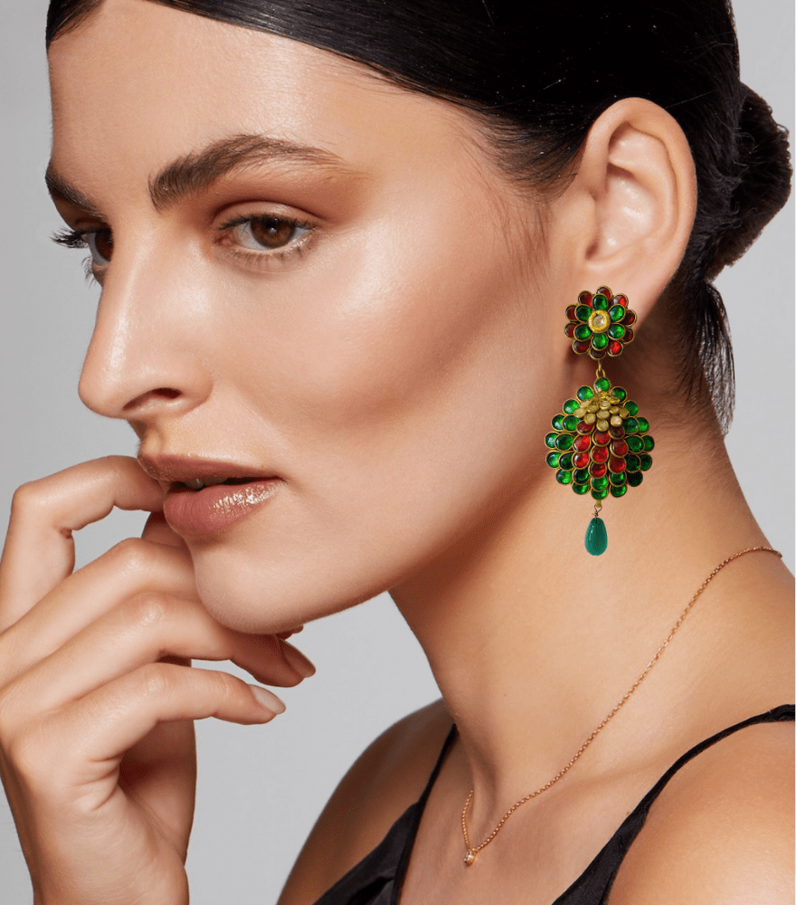 Simran Reversible Polki Earrings in Gold