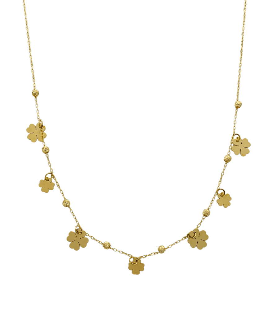 Allessia Clover Charm Necklace in 18kt Gold