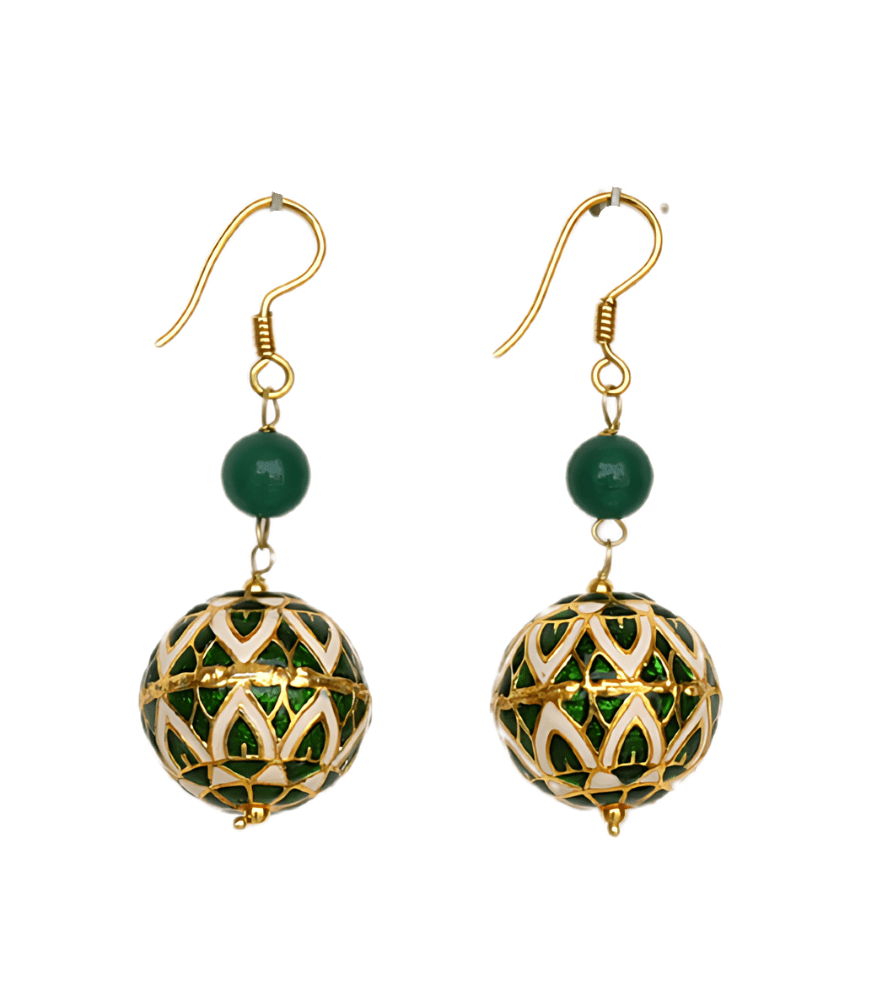Front View of Amira Enamel Earrings in 18k Gold Jewelry for Pierced Ears Yellow with Hallmark Stamp Metal One Size 6.3gms