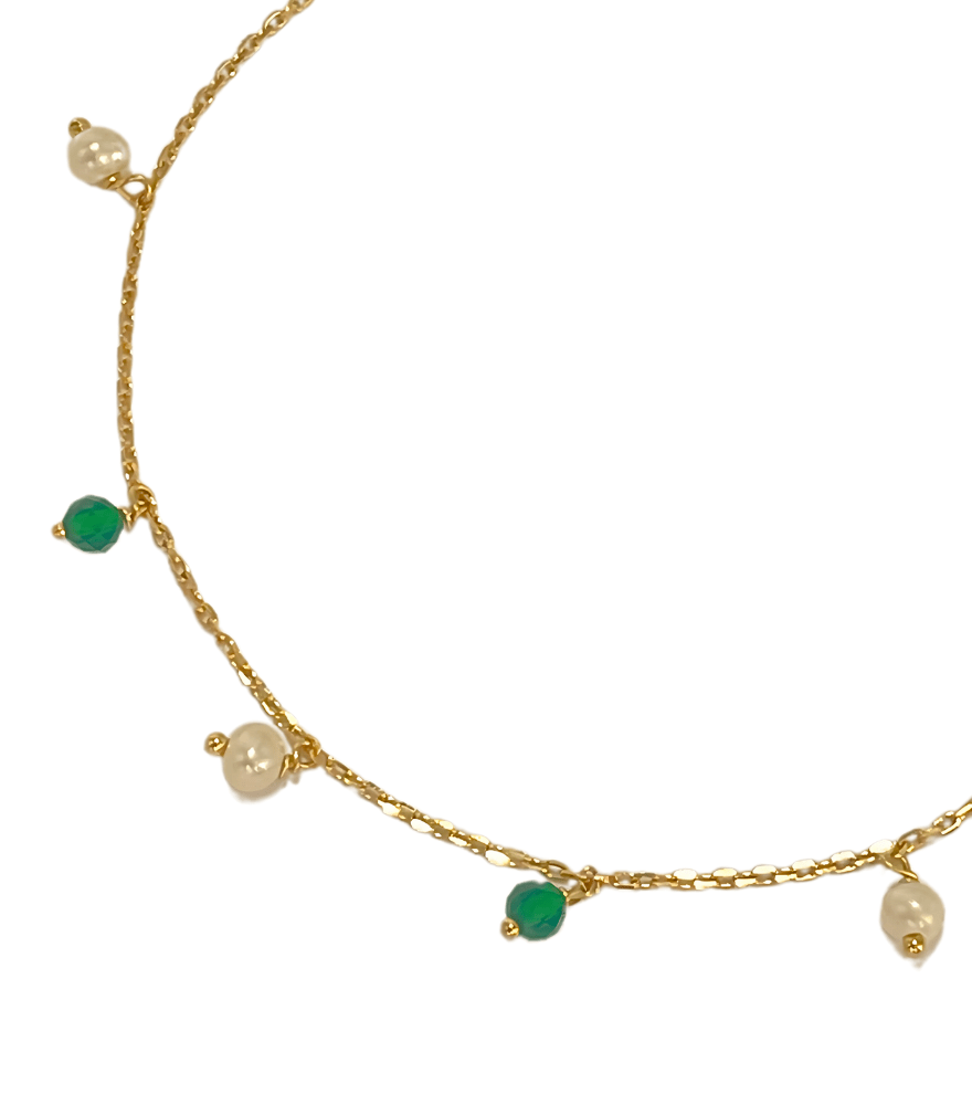 Elisa Pearl and Green Onyx Bracelet in 18K gold