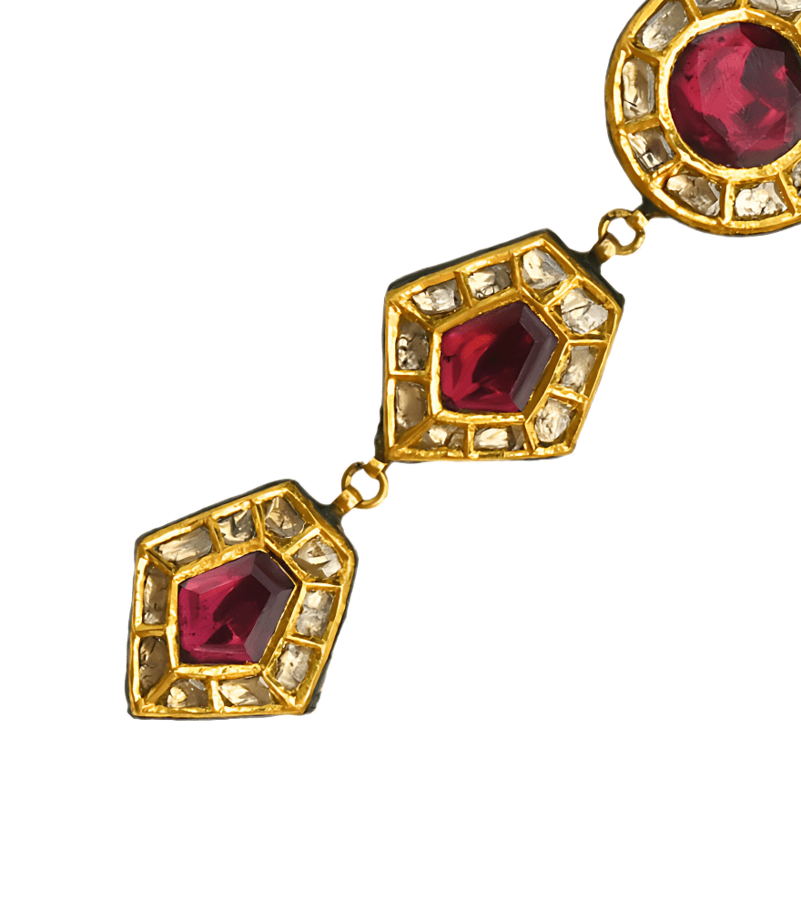 Closeup of Kanika Polki Earrings in Gold Jewelry for Pierced Ears 18k Yellow with Hallmark Stamp Metal Stone One Size 31.6gms