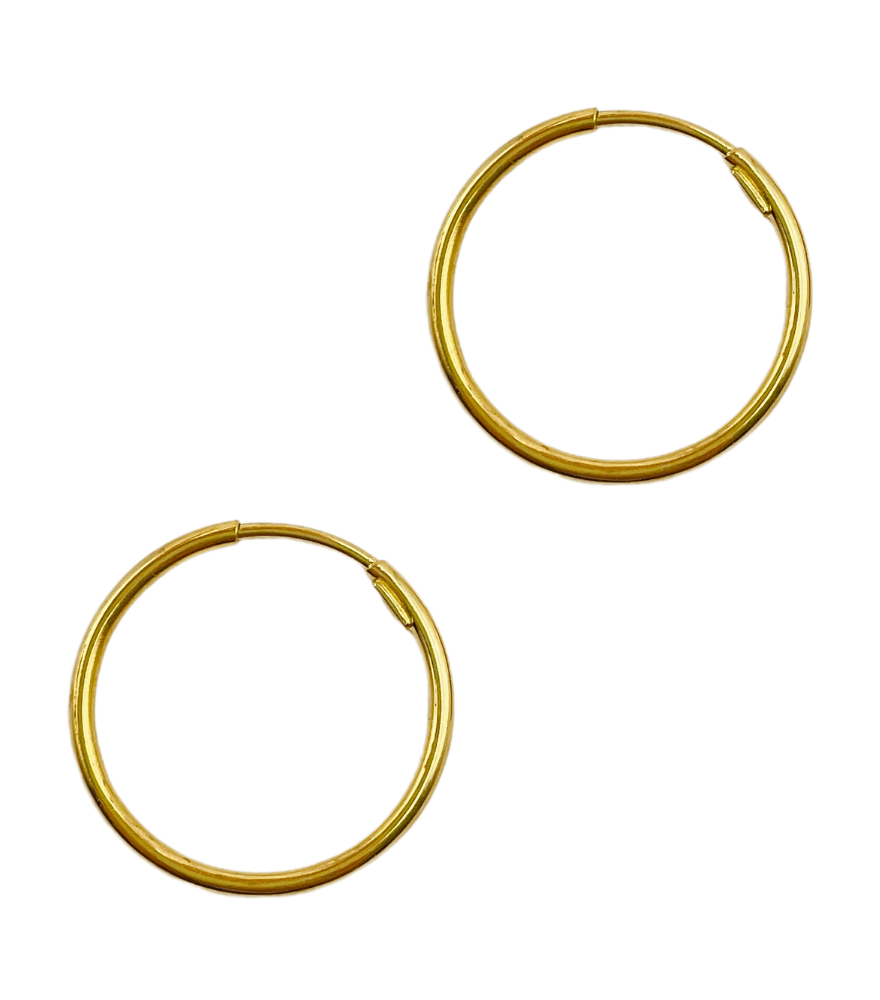 Rear View of Heidi Halo Hoop Earrings in 18k Gold Jewelry for Pierced Ears Yellow with Hallmark Stamp Metal One Size 1.1gms