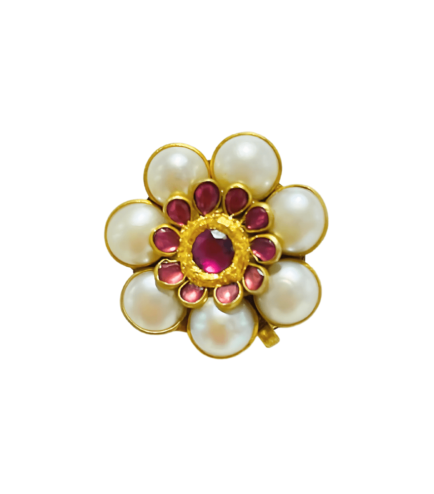 Closeup of Devika Uncut Polki Earrings in 18k Gold Jewelry for Pierced Ears Yellow with Hallmark Stamp Metal One Size 12.5gms