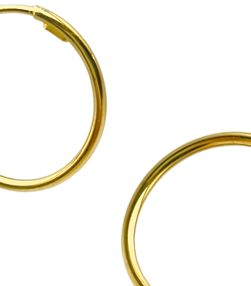 Closeup of Heidi Halo Hoop Earrings in 18k Gold Jewelry for Pierced Ears Yellow with Hallmark Stamp Metal One Size 1.1gms