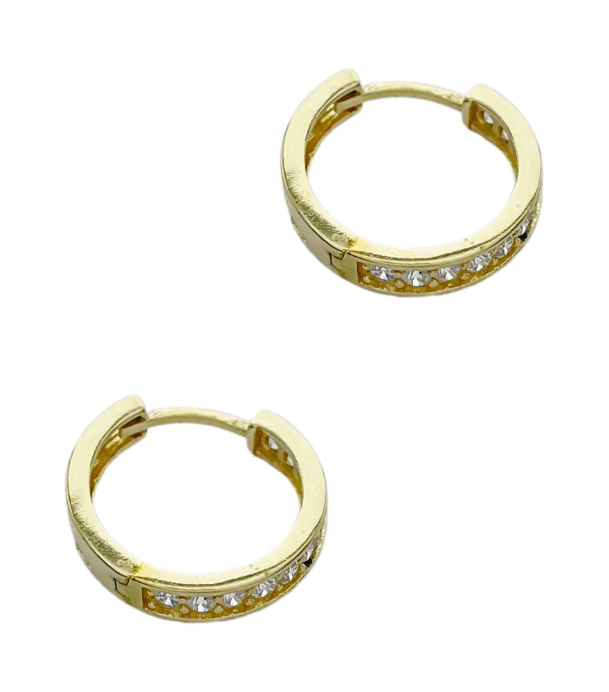 Rear View of Auriel Hoops Earrings in 18K Gold Jewelry for Pierced Ears 18k Yellow with Hallmark Stamp Metal One Size 1.9gms