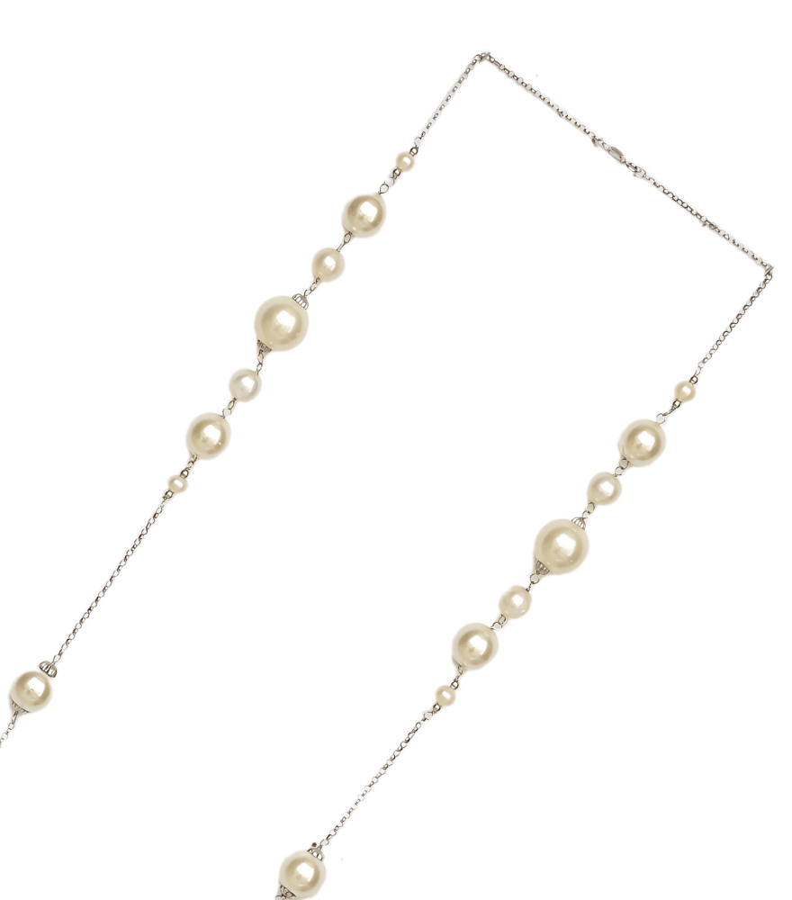 Rear View of Mahika Pearl Necklace in 18k Gold Fixed Length 925 Sterling Silver Metal Stone One Size 58.9gms Yellow