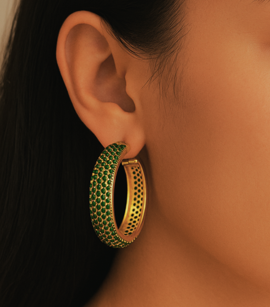 Pari Hoop Earrings - Emeralds